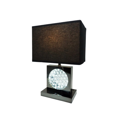 Square Shade Crystal Centerpiece with Night Light, USB Port + Power  Outlet