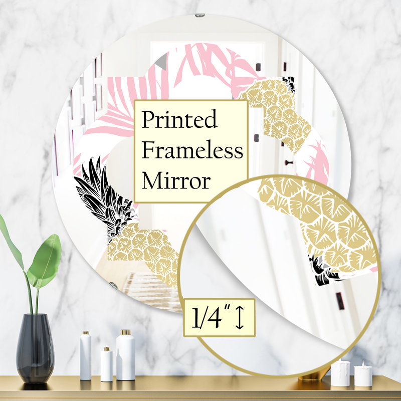 Miroir mural Quatrefoil, 23,6 po x 23,6 po, Feuilles d'ananas