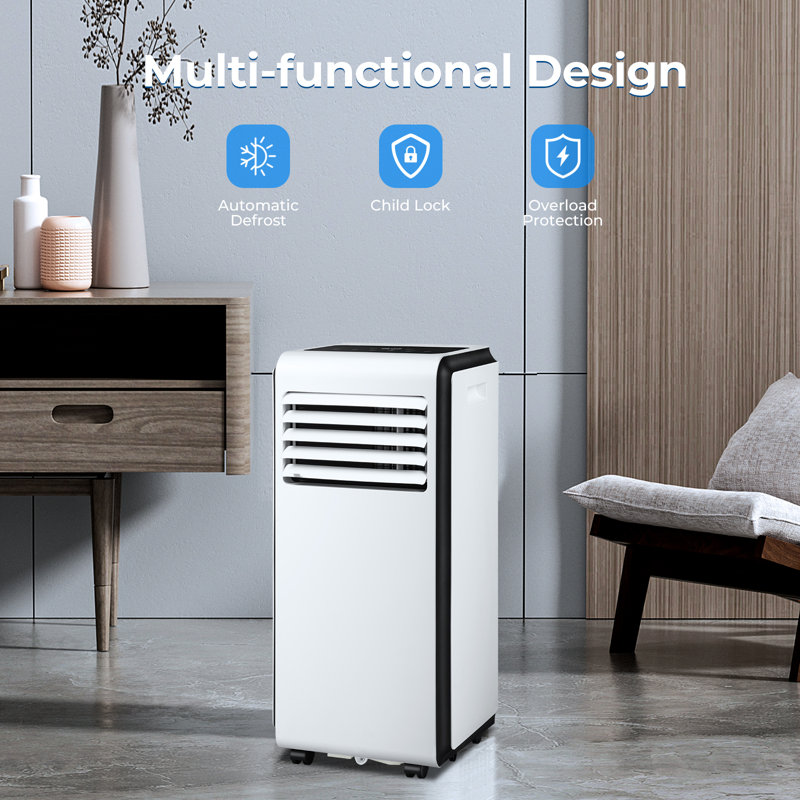 Electactic 8,000 Btu Portable Air Conditioner ,cools 350 Sq.ft To 61°f, 4 Modes (cool/dry/fan/sleep), =45db Ultra Quiet, Easy Install Includes Remote & Washable Filter