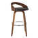 Maxime Swivel Counter or Bar Height Bar Stool with Open Low Back in Faux Leather and Wood