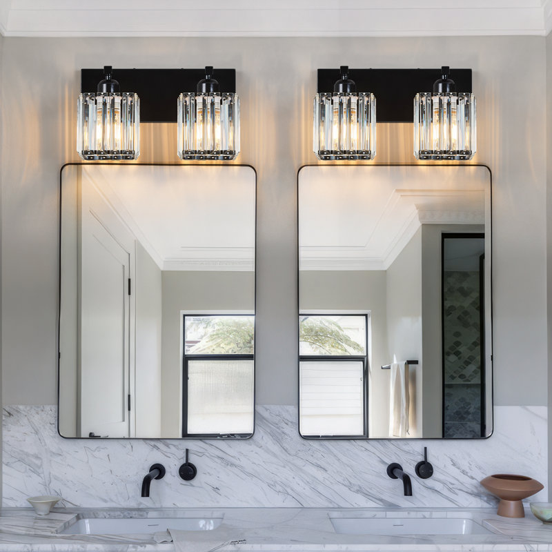 Lanceton Dimmable Vanity Light, 2 Lights, Plated Black