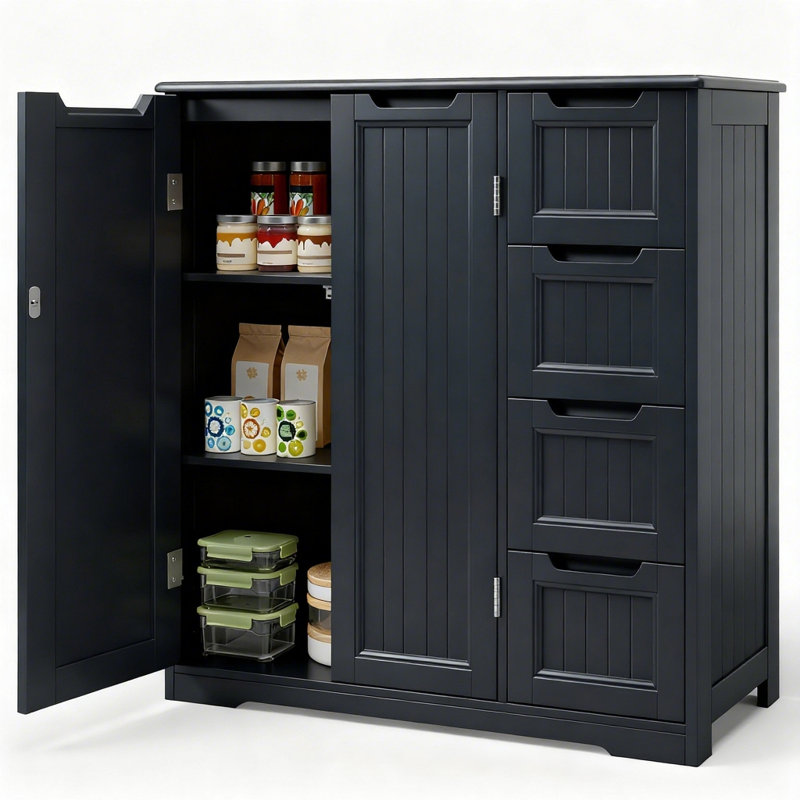 31.5''W Freestanding Bathroom Storage Cabinet with 4 Drawers, Matte Black