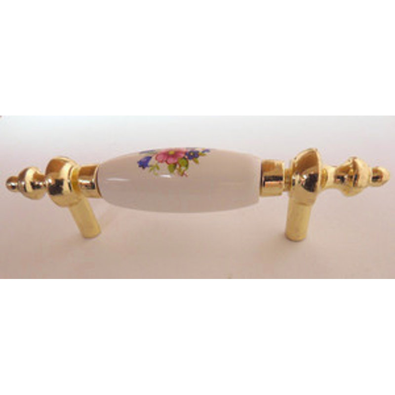 (Paquet de 5) (paquet de 25) blanc de 3 po avec poignée florale plaqué laiton