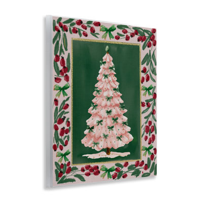 Plaque murale rose avec arbre de Noël rose, design par Yen