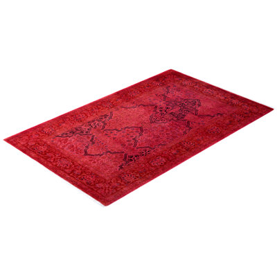 Overdyed Hand-Knotted Wool Modern-Contemporary Pink Area Rug 3' 1" x 5' 0"