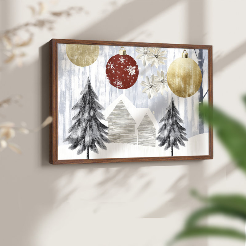Art de Noël - CCXI - Reproduction encadrée - Restickable, Noyer, H 11 po x l 14 po