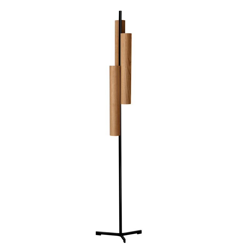 Black Note LED Floor Lamp, Natural Cherry, Matte Black
