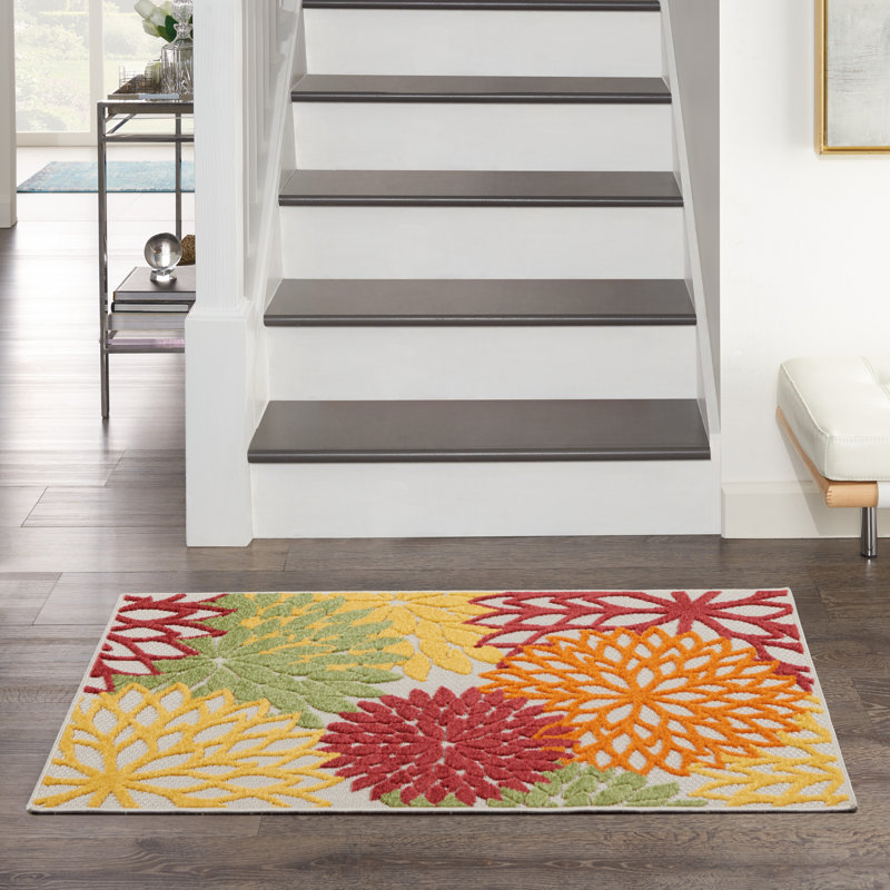 Tapis rouge à motif floral Newton, Rectangle 2 pi 8 po x 4 pi