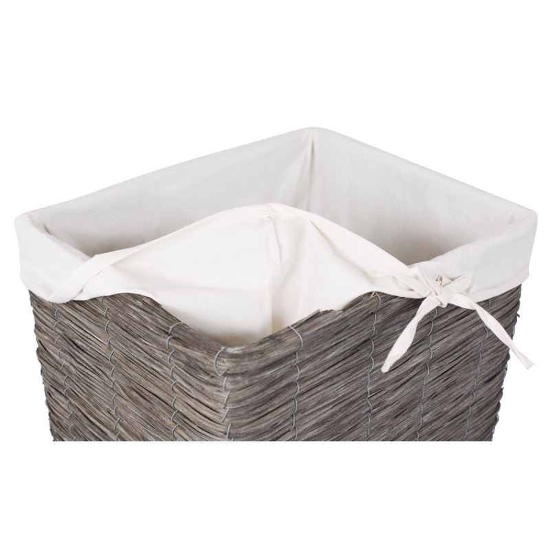 Wicker Laundry Hamper with Handles, Gray