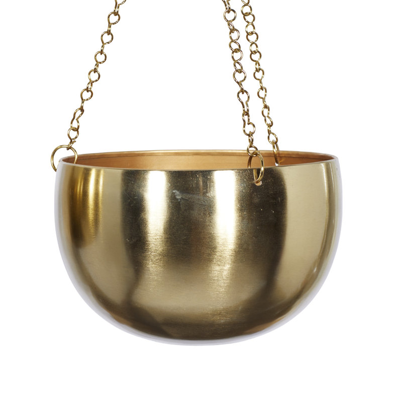 Benally Iron Hanging Dome Wall Planter, Gold