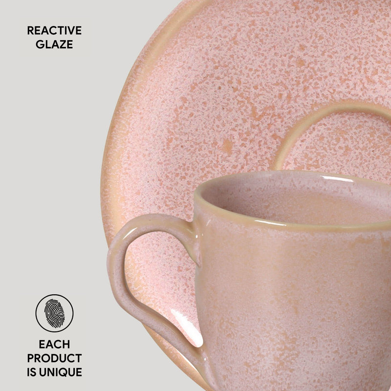 Tasse à café espresso et soucoupe en céramique 4,1 onces Litchi - Va au micro-ondes, au four et au lave-vaisselle, par Porto Brasil