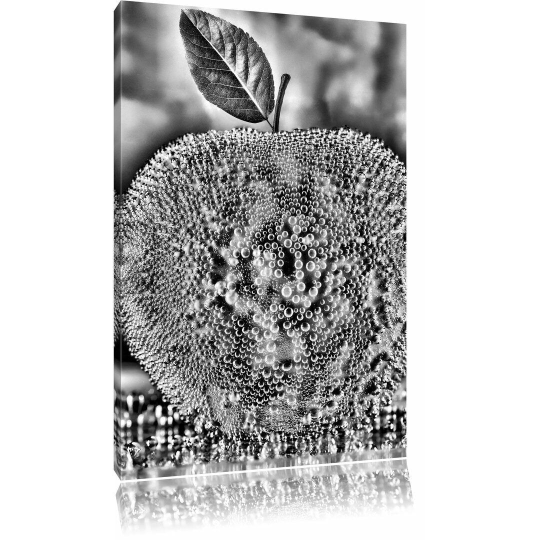 Leinwandbild Apfel in Wasser grüner Apfel Obst Früchte in Monochrom