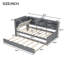 Lit plateforme en bois avec lit gigogne, tablettes et tête de lit-107364925-107364928