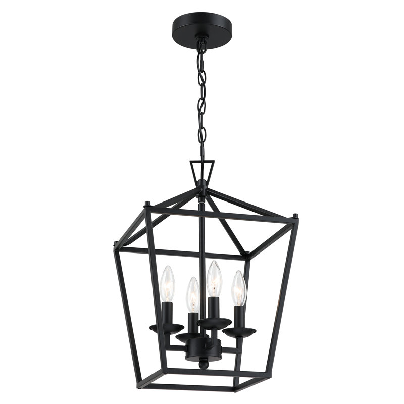 Lustre géométrique à 4 lumières Duward, Noir