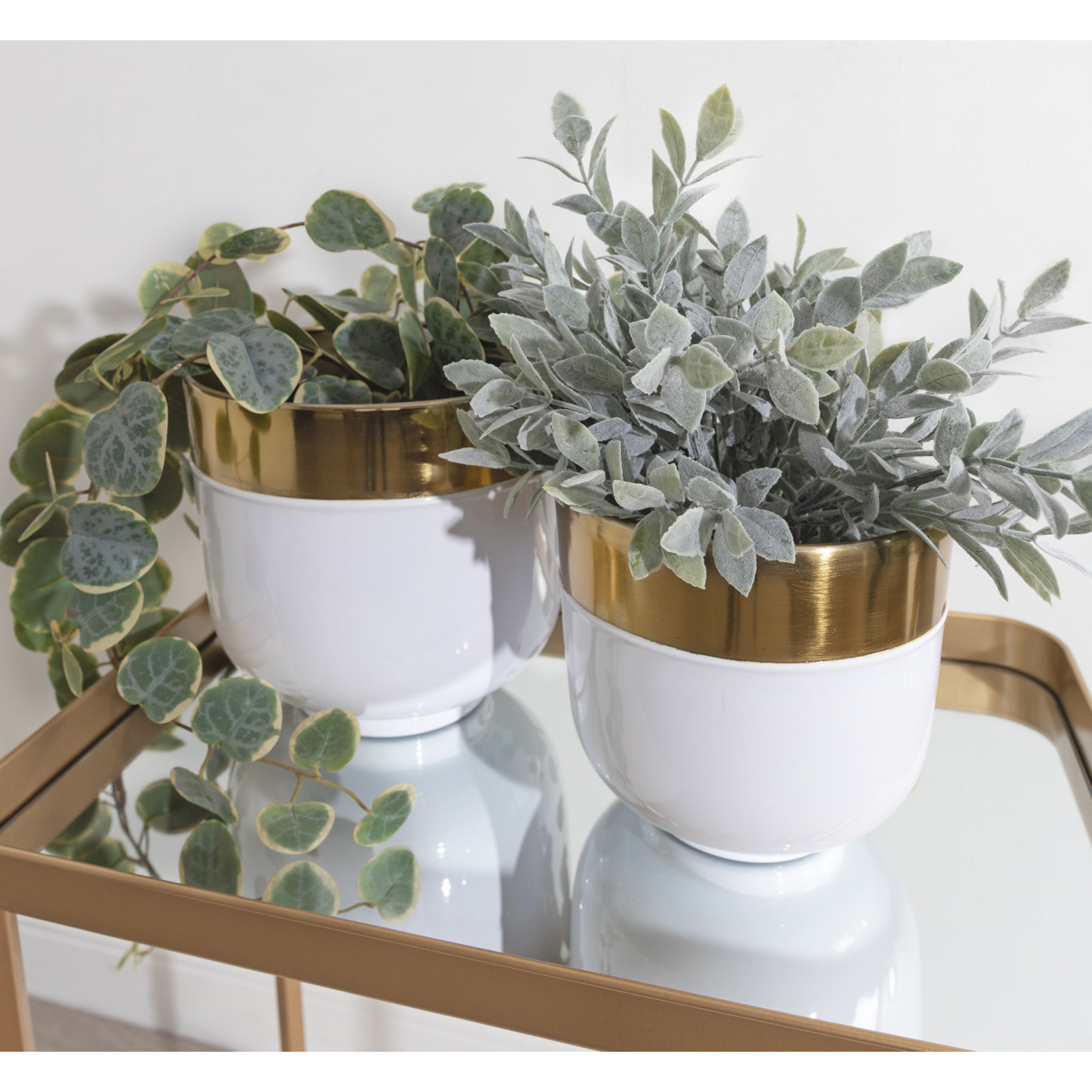 Fernhurst 8" Pot Planter, Gold/White