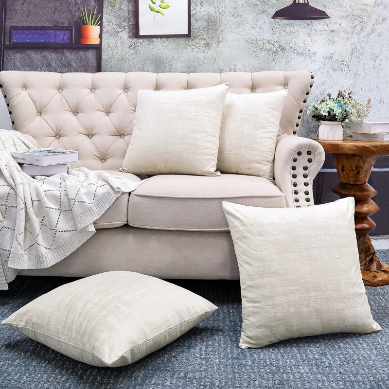 Textured Velvet Throw Pillow Cover, Gardenia