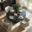 Ensemble de table de salle à manger pour 4 personnes avec table ronde en bois massif et 4 chaises rembourrées imperméables-352268115-352268141