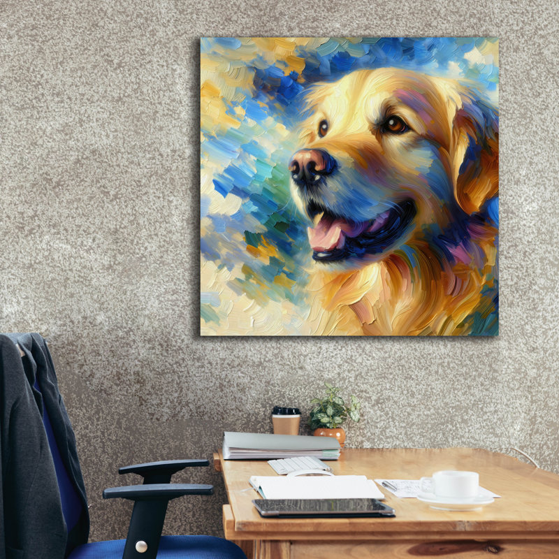  «My Golden Retriever» par Rich Monet, art mural sur toile, 37 po x 37 po