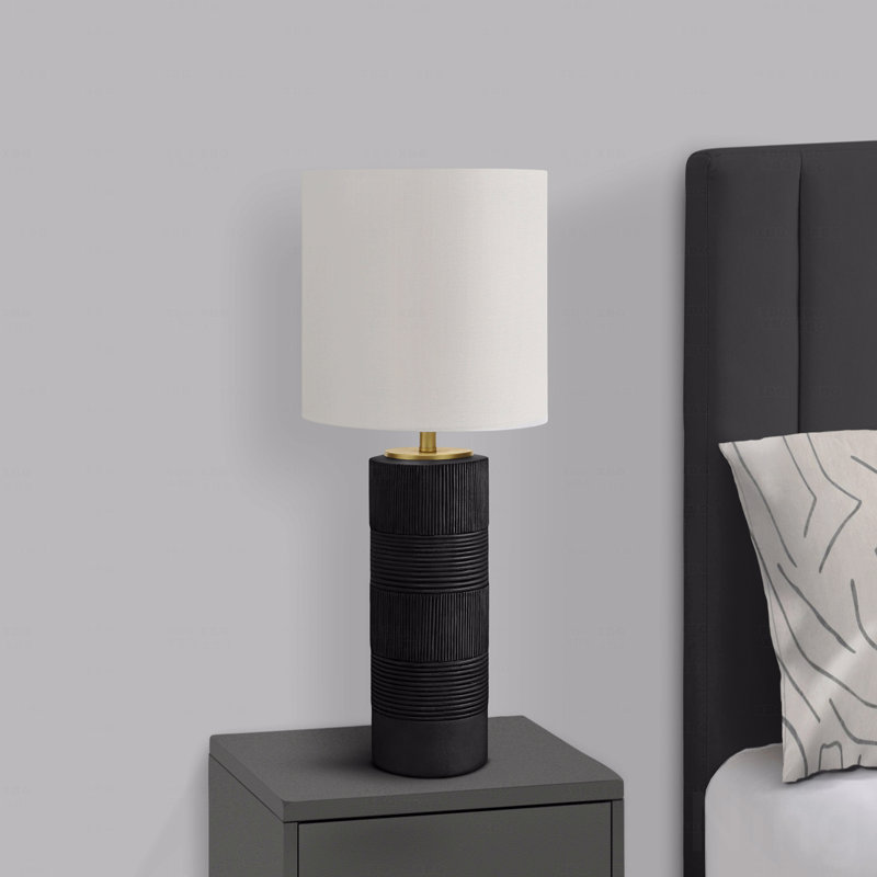 Table Lamp  - 24" Height,, Black Resin, In Ivory And In Cream Shade