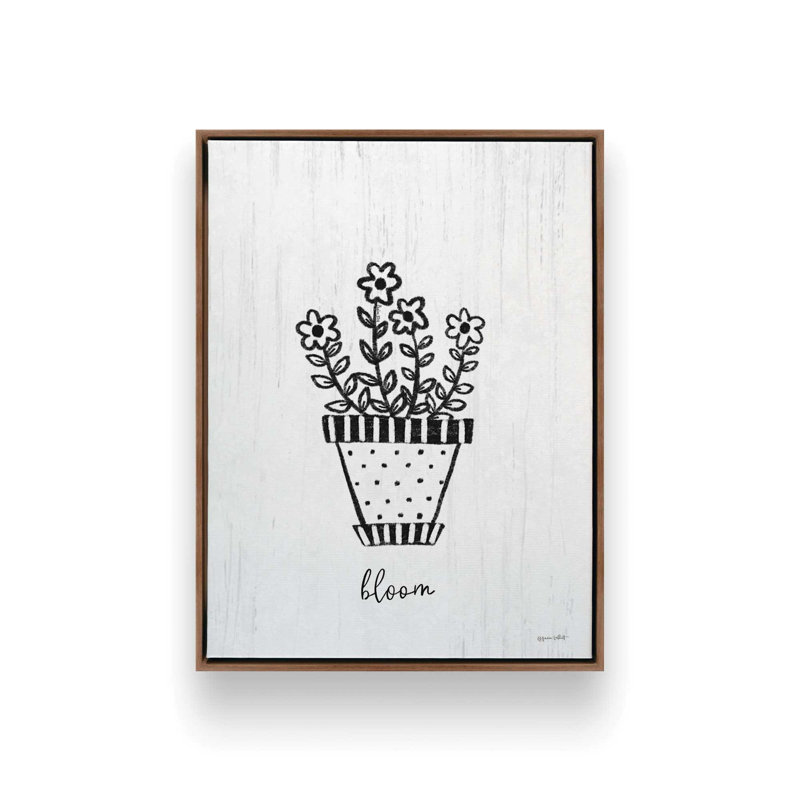 «Funky Flowers - Bloom» par Annie Lapoint, reproduction d'art, L 36 x H 48, Brun, Toile avec cadre