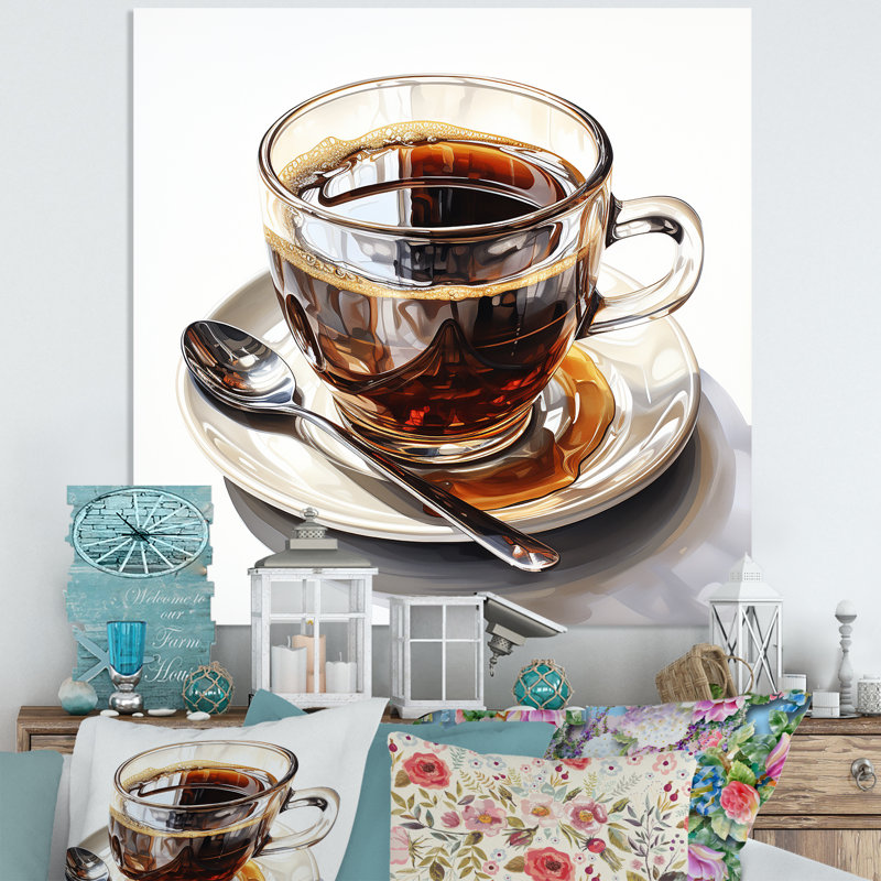 «Brown Watercolor Espresso III», art mural en métal café, H 16 po x l 16 po