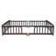 Lits Queen avec barrière de sécurité au sol, garde-corps en pin, couleur espresso moderne pour les chambres familiales-1269924407