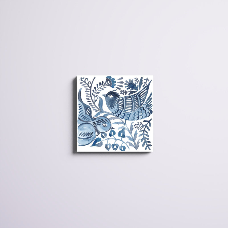 «Indigo Ornament III», peinture sur toile tendue, H 20 po x l 20 po, Toile tendue