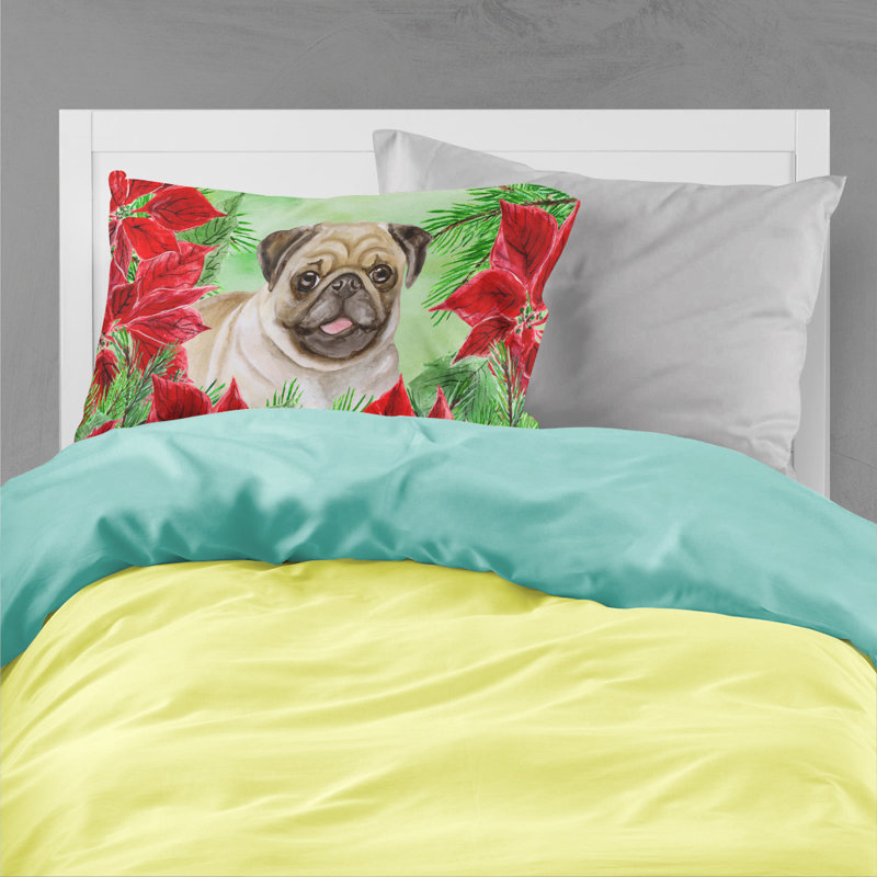 Taie d’oreiller poinsettas, Fug Pug