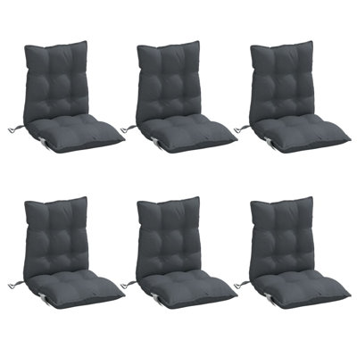 Ensemble de 6 coussins de siège d'extérieur anthracite à dossier bas