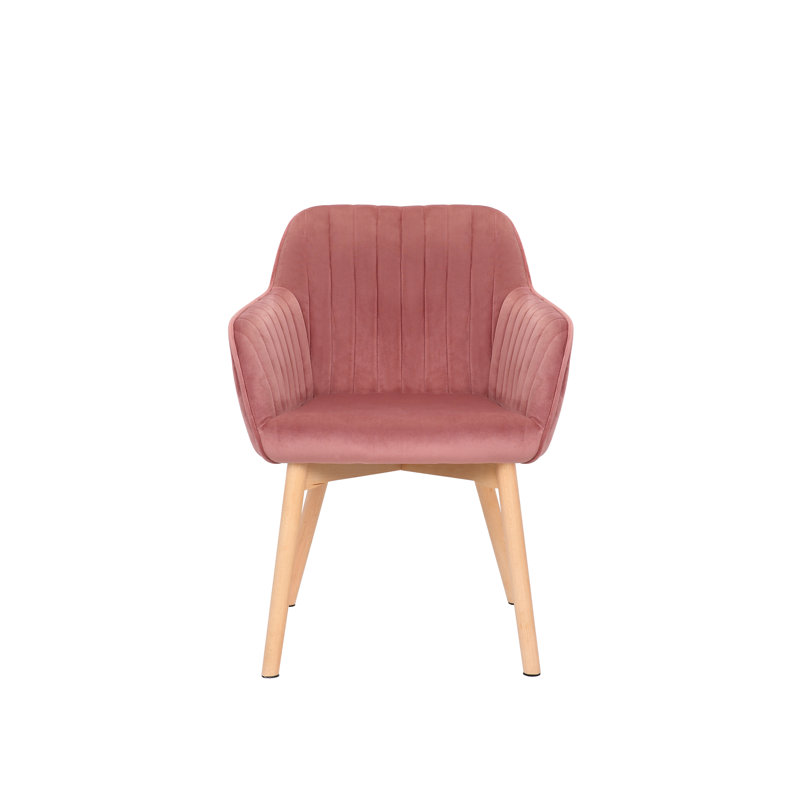 46cm H Velvet Upholstered Upholstered Back Armchair, Rose