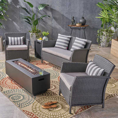 Bellinggrath Outdoor 5 Piece Rattan Sofa Seating Group with Cushions by Winston Porter
