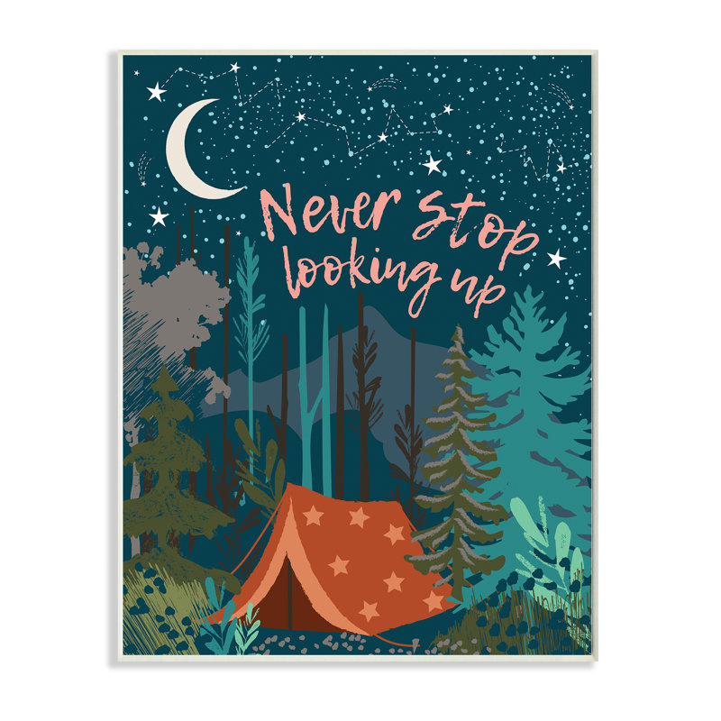 Never Stop Look Up Up, ciel nocturne, Plaque murale, H 19 po x l 13 po x P 0,5 po