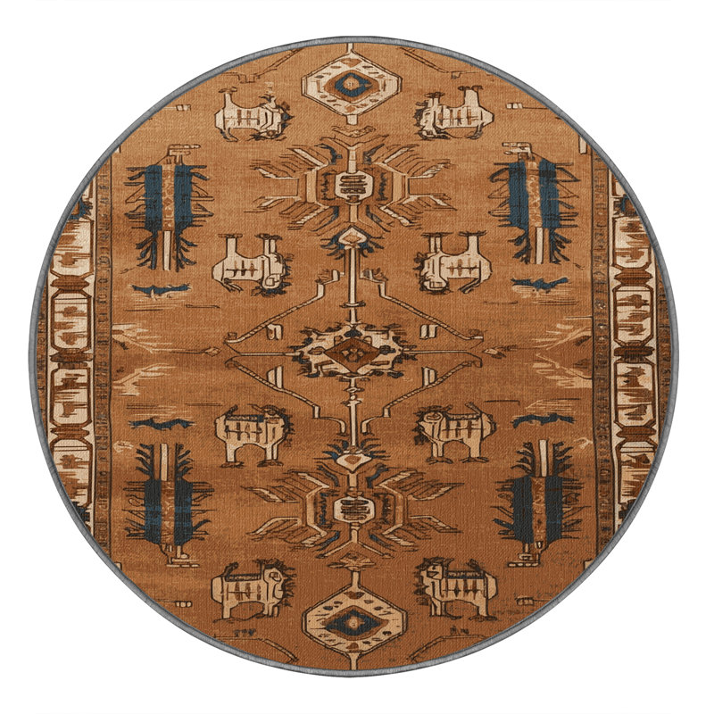 Tapis brun lavable à la machine, Rond 5 pi