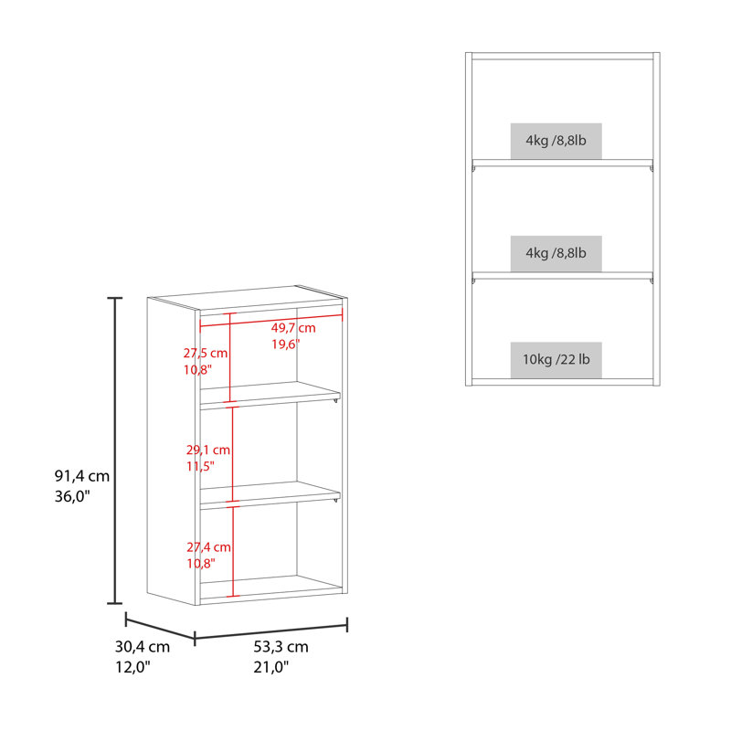 Kaltag Wall Cabinet, 3 shelves, Kitchen, Matte Black