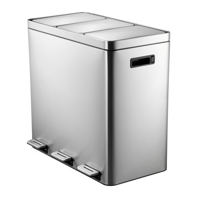 Poubelle à ordures et de recyclage à trois compartiments 16 gallons / 60 L avec 3 couvercles