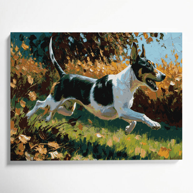 «Dogs Rat Terrier», art mural sur toile noire, 20" H x 24" W