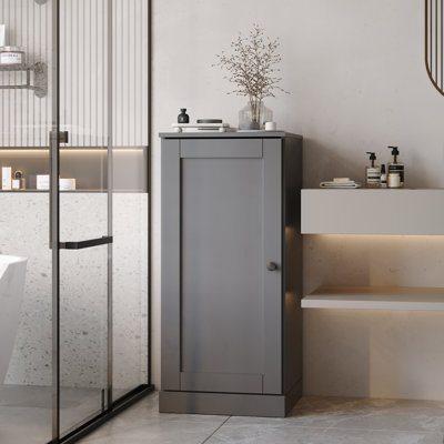 100% Solid Wood 16.5" Bathroom Storage Cabinet with Shaker Door & Adjustable Shelves