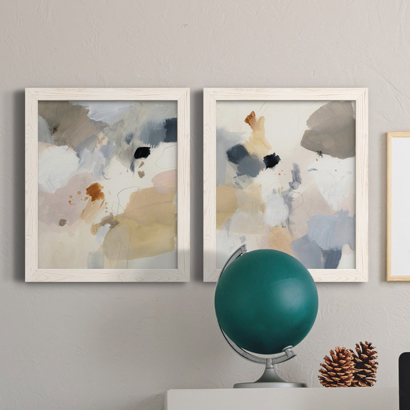 «Neutral Scrawl IPremium», reproduction d'art encadrée - prête à être accrochée, H 24 po x l 36 po x P 1,5 po, Pas de tapis