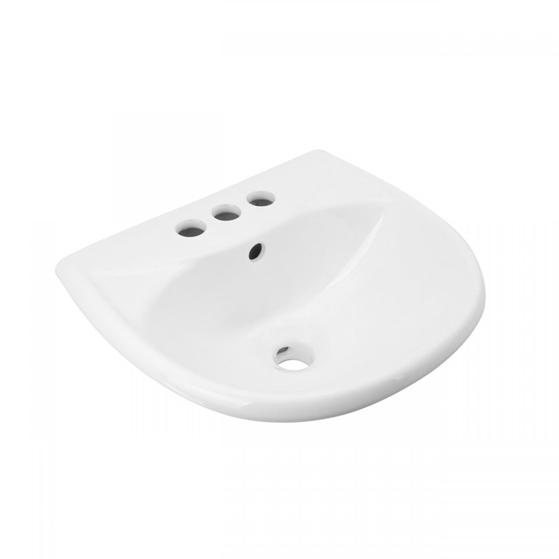 Ondine 16'' White Ceramic Wall-Mount Bathroom Sink with Overflow