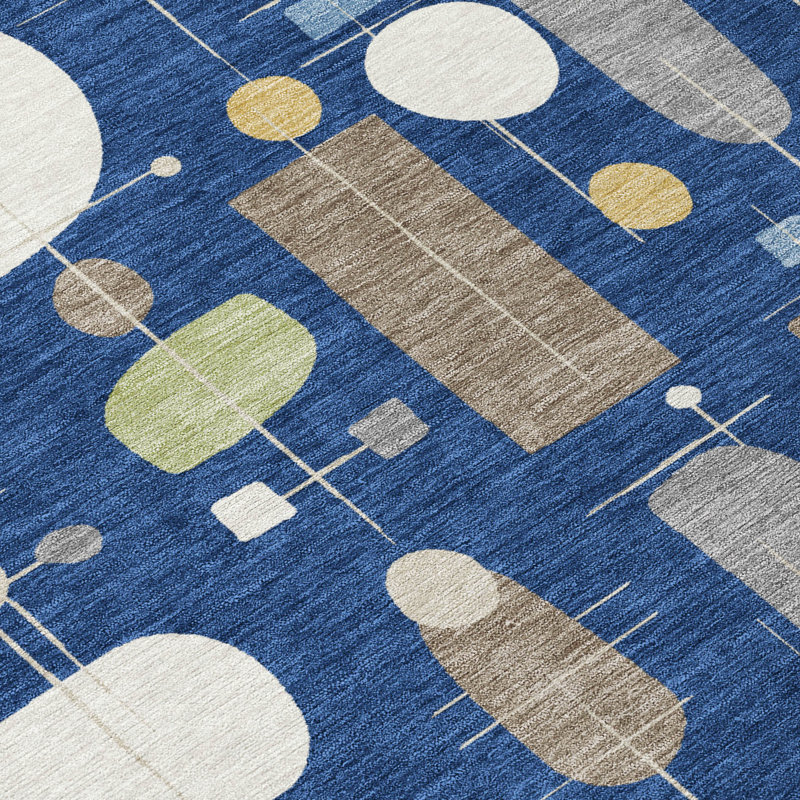 Machine Washable Indoor/Outdoor Juliet ACN2393 Mid-Century Modern Rug, Rectangle 1'8" x 2'6"