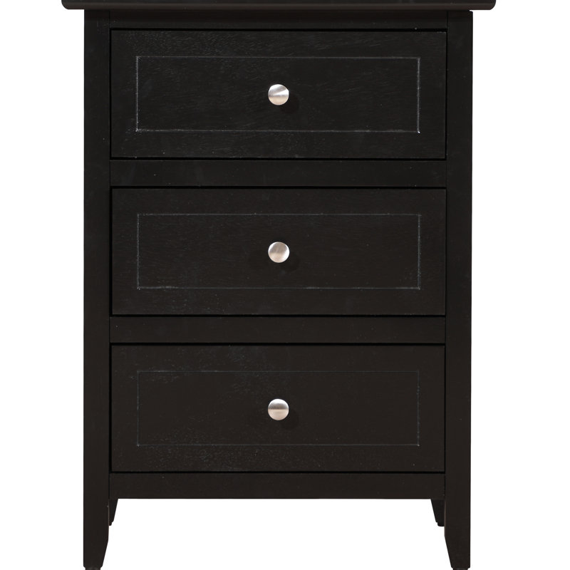 Élégante table de chevet transitionnelle noire, Noir