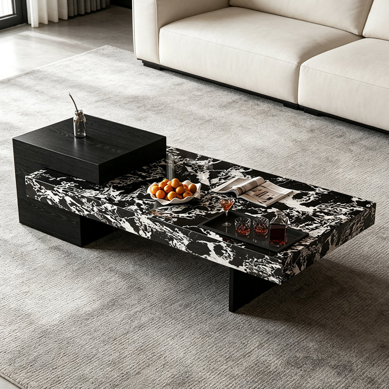Janousek, H 13,77 po x l 47,24 po x P 23,62 po, Noir / blanc