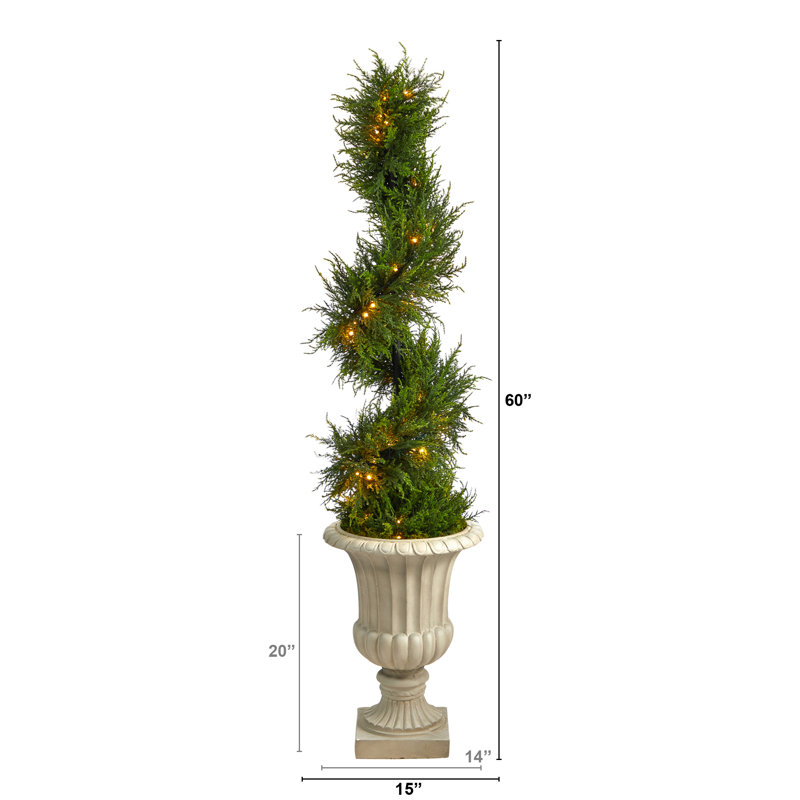60'' Faux Cypress Topiary in Stone Urn