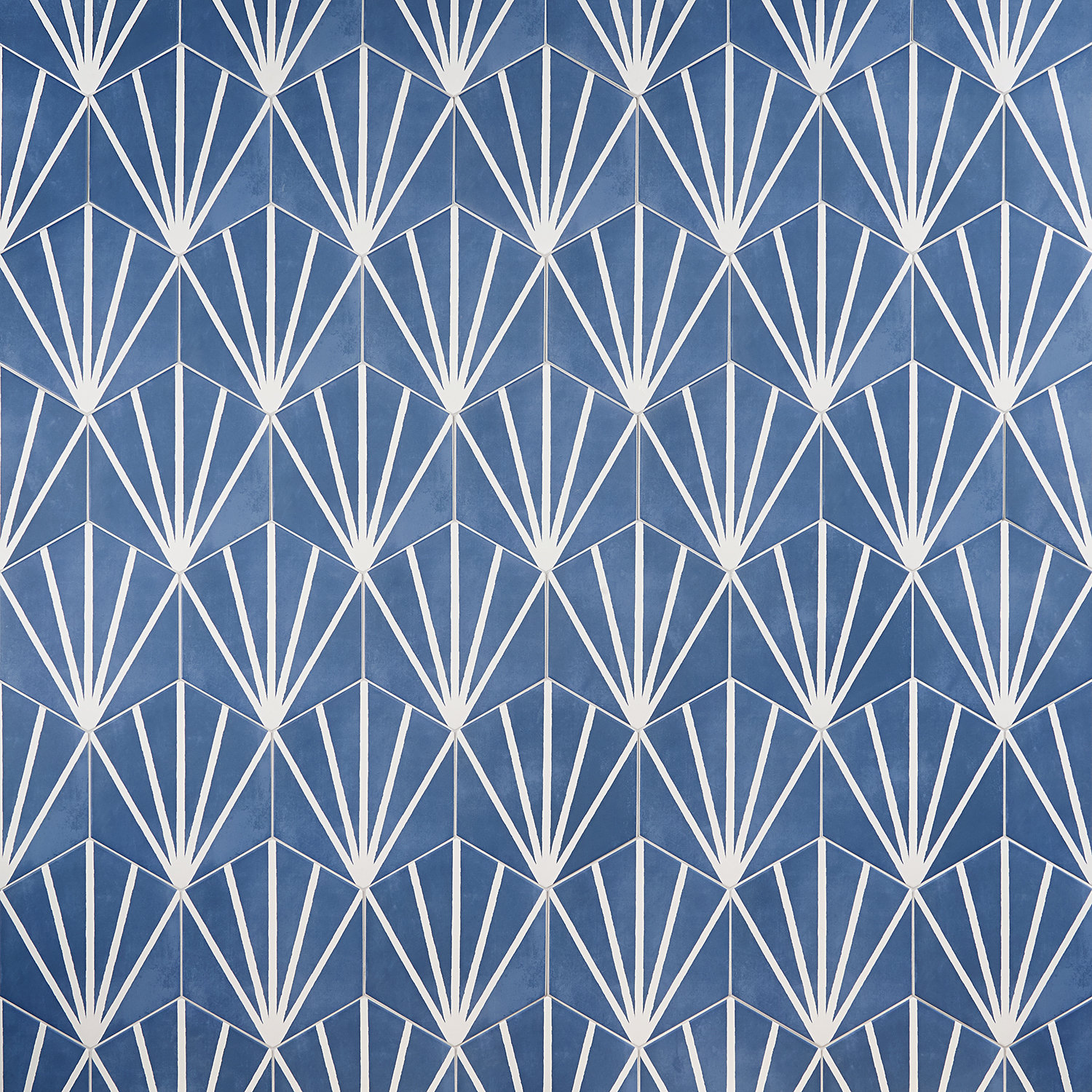 GeoHex Deco 8" Porcelain Tile, Blue