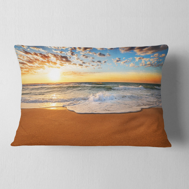 Oreiller incroyable en mer sous nuageux seascape, Rectangle 12" x 20"
