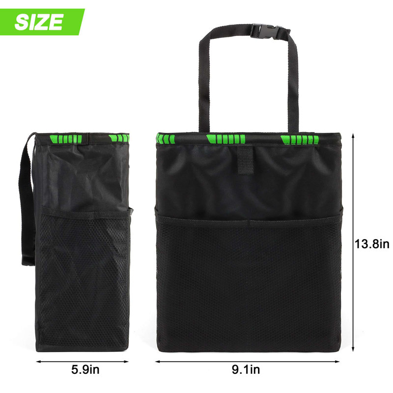 Hanging Car Trash Can Multipurpose Collapsible Auto Organizer Garbage Bin with Storage Pockets