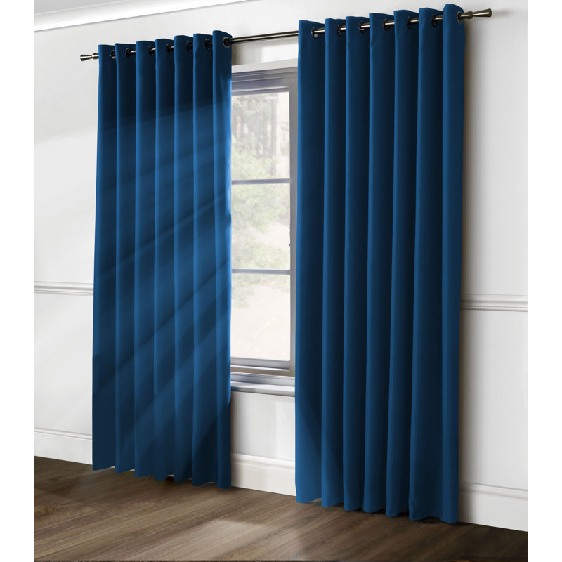 Bigham Blackout Eyelet Curtains, Blue, 104 W x 183 D cm