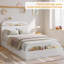 Lit plateforme simple en bois avec tête de lit et pied de lit, finition blanche-772394401-772394406