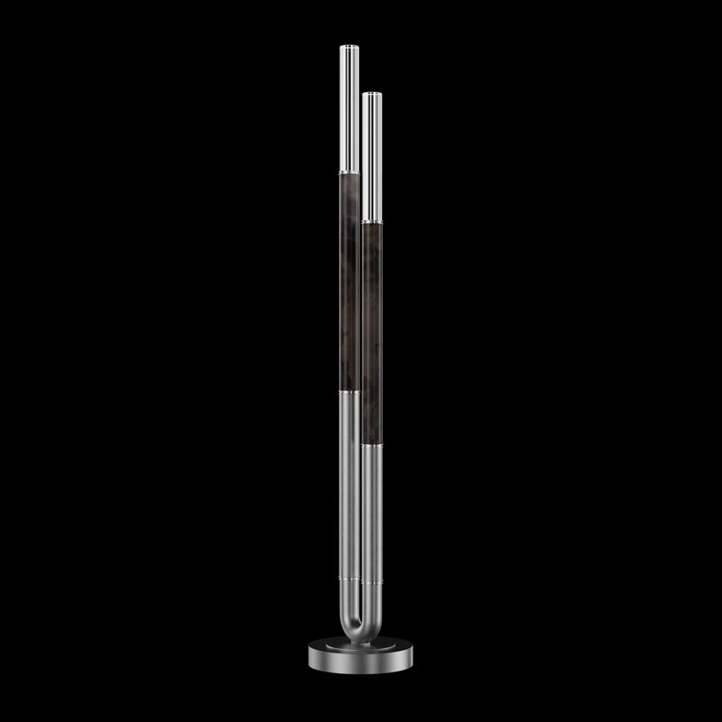 Antonia 71.5"H Floor Lamp, Silver Leaf/Nickel/Charcoal
