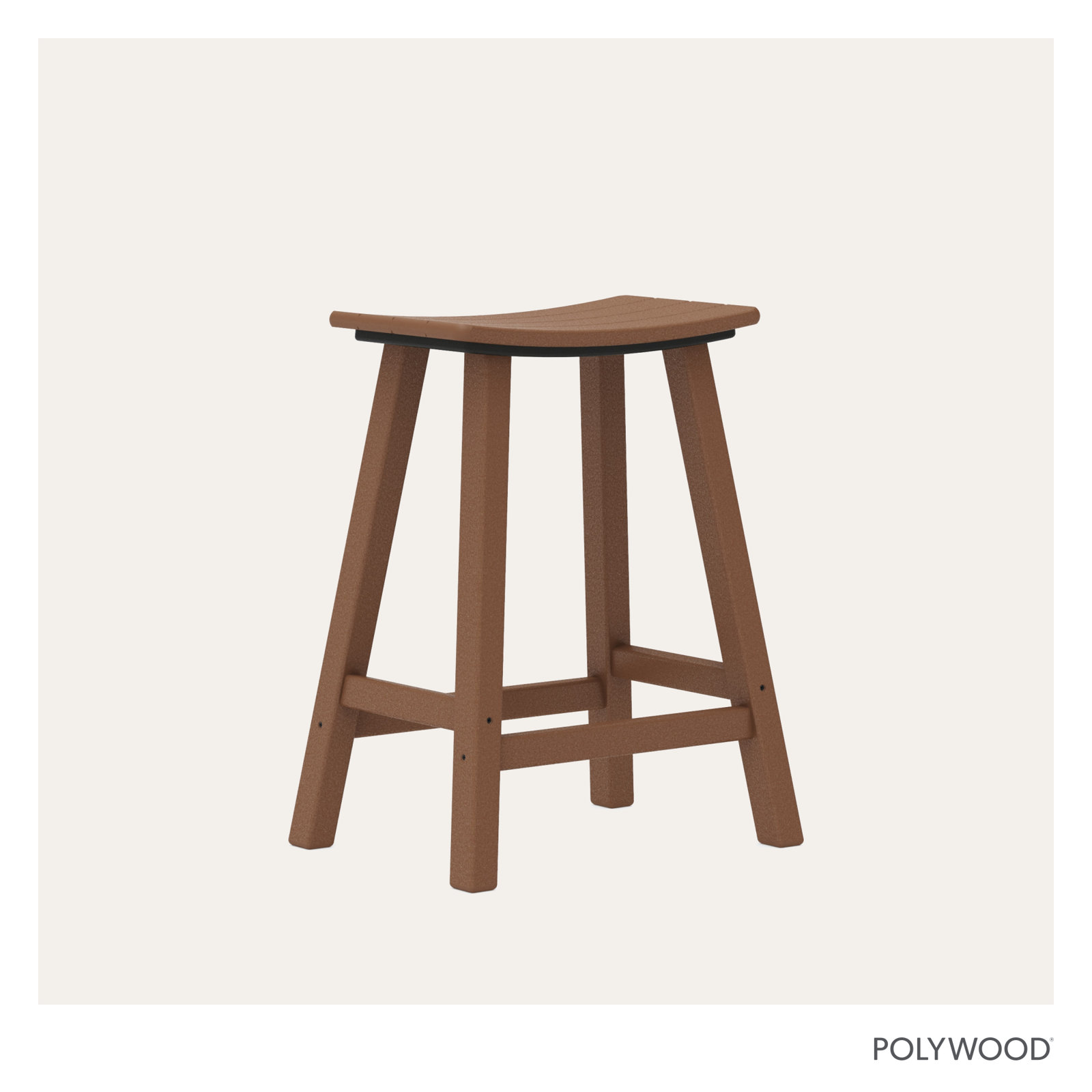 POLYWOOD® Traditional Garden Patio Bar Stool, Teak, 24.75" H